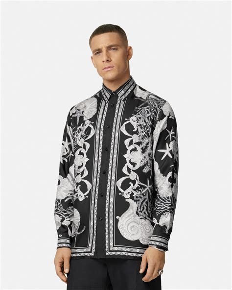 versace 0114310|Barocco Sea Silk Shirt Black,Print .